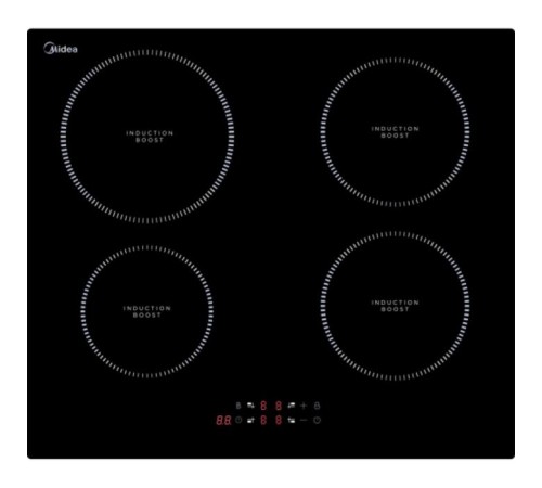 Индукционная варочная поверхность Midea/ MDK/Индукционная варочная поверхность, ширина 60 см, 4 индукционные зоны,  функция Booster, сенсорное управление, 9 уровней мощности, таймер, индикаторы остаточного тепла, функция "Защита детей", стеклоке