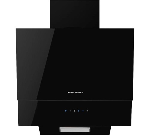 Вытяжка Kuppersberg/ Наклонная вытяжка, ширина 60 см, отвод/рециркуляция, 600 м3/час, сенсорное управление, 3 скоростей, светодиодное освещение 1*2 Вт, металлический жироулавливающий фильтр, угольный фильтр KF-ES  (опция), 46 дБ, , цвет: черный  / короб ч