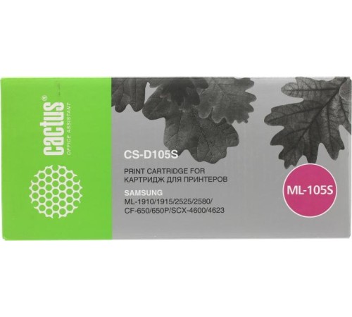 -/ Картридж лазерный Cactus CS-D105S MLT-D105S черный (1500стр.) для Samsung ML-1910/1915/2525/2580/SCX