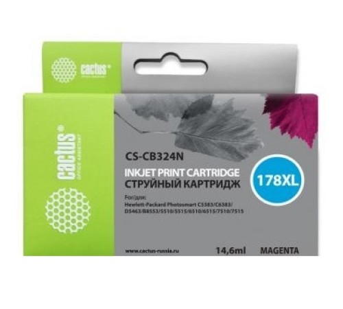 -/ Картридж струйный Cactus CS-CB324N(CS-CB324) №178XL пурпурный (14.6мл) для HP PS B8553/C5383/C6383