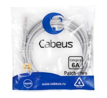 Патч-корд U/UTP, категория 6а (10G), 2xRJ45/8p8c, LSZH, 5м Cabeus PC-UTP-RJ45-Cat.6a-5m-LSZH Патч-корд U/UTP, категория 6а (10G), 2xRJ45/8p8c, неэкранированный, серый, LSZH, 5м