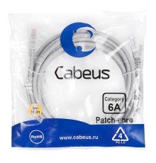 Патч-корд U/UTP, категория 6а (10G), 2xRJ45/8p8c, LSZH, 5м Cabeus PC-UTP-RJ45-Cat.6a-5m-LSZH Патч-корд U/UTP, категория 6а (10G), 2xRJ45/8p8c, неэкранированный, серый, LSZH, 5м