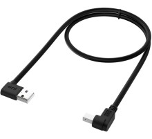 Greenconnect Кабель 0.5m USB 2.0, AM угловой/BM угловой, черный, 28/28 AWG, экран, армированный, морозостойкий, GCR-AUPC5AM-BB2S-0.5m