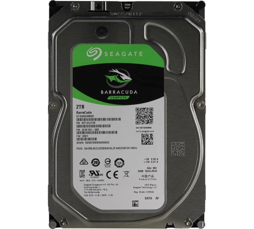 Жесткий диск/ HDD Seagate SATA3 2Tb Barracuda 5400 256Mb 1 year warranty