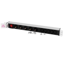 Шнур ЦМО Гор блок розеток Rem-10, 1х10A, выкл, 5S, 5C13, 19", вход C14