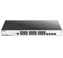 Коммутатор D-Link Управляемый L2 коммутатор, 24x1000Base-T, 4x1000Base-X SFP, защита от статического электричества до 6 кВ, CLI, консольный порт RJ-45, RPS, поддержка Dying Gasp