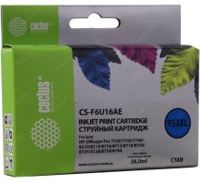 -/ Картридж струйный Cactus CS-F6U16AE 953XL голубой (26мл) для HP OJ Pro 7740/8210/8218/8710/8715