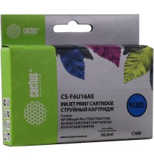 -/ Картридж струйный Cactus CS-F6U16AE 953XL голубой (26мл) для HP OJ Pro 7740/8210/8218/8710/8715