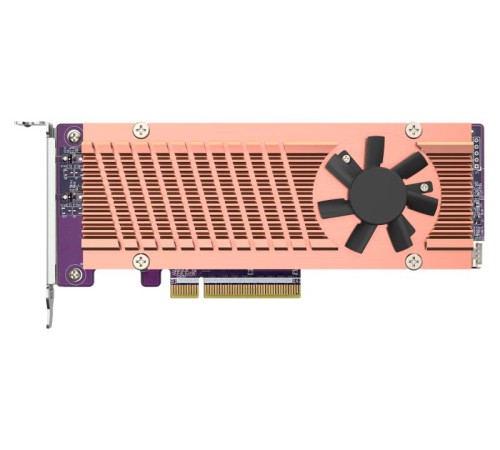 Плата расширения/ QNAP QM2-2P-384A 2 x M.2 22110 or 2280 PCIe (Gen3 x8) NVMe SSD slots. Low-profile flat and Full-height brackets included.