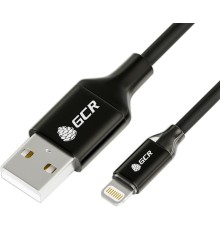 Greenconnect Кабель 3A 1.5m Apple USB 2.0, AM/Lightning 8pin MFI для Iphone 5/6/7/8/X - светодиодный, поддержка всех IOS, черный, AL корпус черный