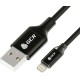 Greenconnect Кабель 3A 1.5m Apple USB 2.0, AM/Lightning 8pin MFI для Iphone 5/6/7/8/X - светодиодный, поддержка всех IOS, черный, AL корпус черный