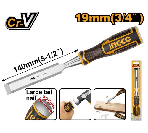 Стамеска 19x140мм, CrV, INGCO HWC0806 INDUSTRIAL Стамеска 19x140мм, CrV, INGCO HWC0806 INDUSTRIAL