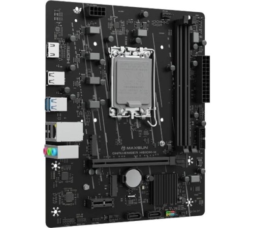 Материнская плата MAXSUN MS-Challenger H610M-H, LGA1700, H610, 2*DDR4, 3*SATA3, M.2, 2*USB 3.2, 4*USB 2.0, 1*PCIEx16, 1*PCIEx1, HDMI,  mATX