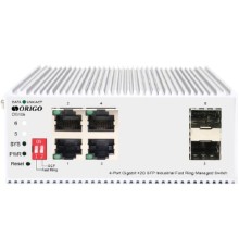 Коммутатор/ Managed L2 Industrial Fast Ring Switch 4x1000Base-T, 2x1000Base-X SFP, Surge 4KV, -40 to 75°C