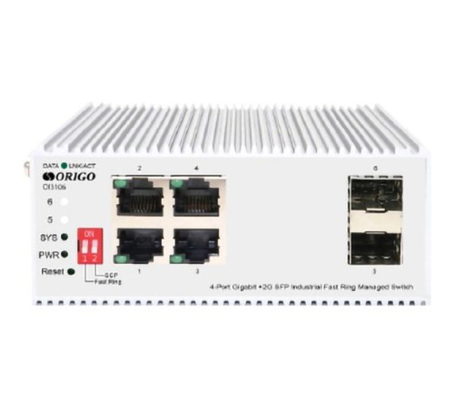 Коммутатор/ Managed L2 Industrial Fast Ring Switch 4x1000Base-T, 2x1000Base-X SFP, Surge 4KV, -40 to 75°C