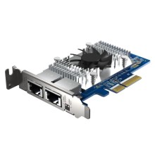 Сетевая карта/ QNAP QXG-10G2T-X710 LAN Expansion Card, PCIe Gen3 x4, Two 10GbE (10G / 5G / 2.5G / 1G / 100M)) Ports with SR-IOV and iSCSI, Block-based, Supports Multiple Virtual Disk Modes