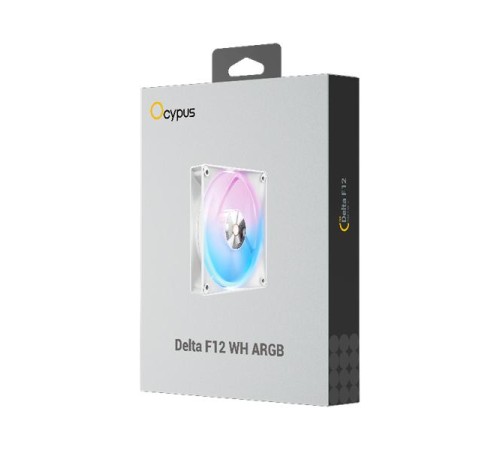 Вентилятор для корпуса Ocypus Delta F12 WH ARGB, 120x120x25mm, 4-PIN PWM, 500-2000 RPM, 29 DBA MAX, HYDRO BEARING