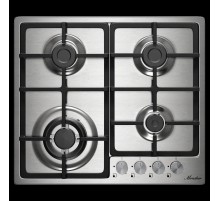 Варочная поверхность Monsher/ Варочная поверхность Monsher , газ, High-Tech, поворотные переключатели, автоматический электроподжиг, газ-контроль, материал решеток чугун, мощность конфорок 1, 1.75, 3.8 кВт, цвет нержавеющая сталь