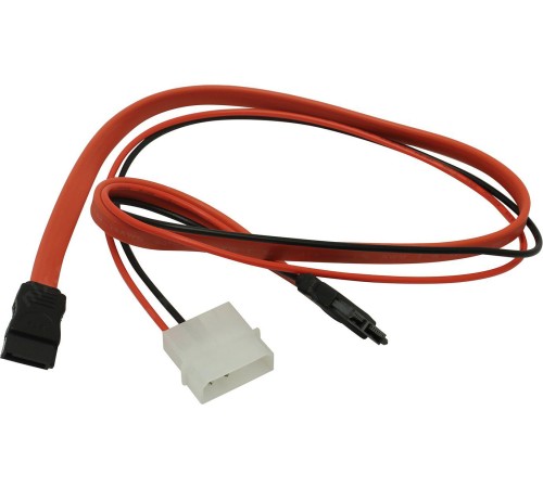 Комплект SATA-кабелей Slim Greenconnect GC- ST302 Slim SATA 13pin AM / SATAII 7pin AM / Molex 4pin AM, пакет, 50 см