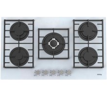 Встраиваемая варочная панель Korting/ Газовая варочная панель из закаленного стекла, ширина 90 см,  5 высокоэффективных конфорок, сверхмощная конфорка WOK 3,8 кВт, автоматический электроподжиг, газ-контроль каждой конфорки, передние металлические переключ