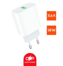 Сетевое З/У GoPower GPQC07 1USB 18W QC3.0 белый