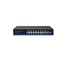 Управляемый L2 PoE коммутатор Gigabit Ethernet/ Управляемый L2 PoE коммутатор Gigabit Ethernet на 16 RJ45 PoE + 2 x RJ45 + 2 GE SFP портов. Порты: 16 x GE (10/100/1000 Base-T) с поддержкой PoE (IEEE 802.3af/at), 2 x GE (10/100/1000 Base-T) Uplink, 2 x GE