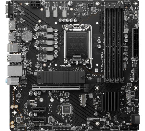 Материнская плата/ MB MSI INTEL B760 s1700, 4xDDR4(128GB), D-SUB/HDMI 1.4/DP, 1xPCIe 4.0x16, 2xPCIe 4.0, 1xLAN, 4xSATA 6Gb/s, 2xM.2, 1xUSB-C, 1xUSB 3.2, 4xUSB 2.0, 2xPS/2, mATX Материнская плата/ MB MSI INTEL B760 s1700, 4xDDR4(128GB), D-SUB/HDMI 1.4/DP, 1xPCIe 4.0x16, 2xPCIe 4.0, 1xLAN, 4xSATA 6Gb/s, 2xM.2, 1xUSB-C, 1xUSB 3.2, 4xUSB 2.0, 2xPS/2, mATX