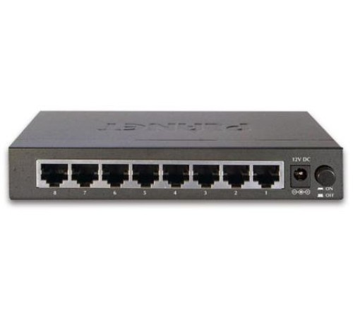 коммутатор/ PLANET 8-Port 10/100/1000Mbps Gigabit Ethernet Switch (External Power) - Metal Case