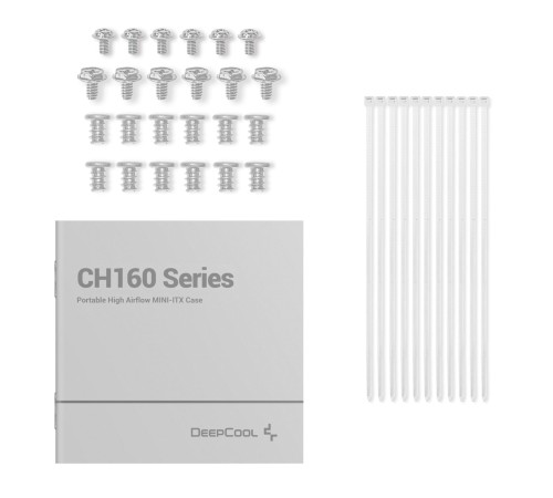 Корпус ПК без блока питания/ Case Deepcool CH160, 2xUSB3.0, 1xType-C, no fan, mITX, White