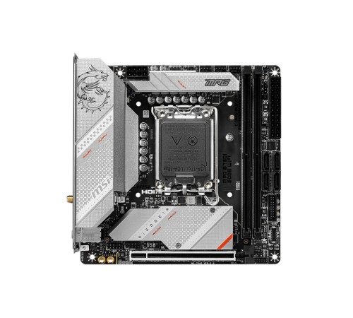 Материнская плата/ MB MSI INTEL B760 s1700, 2xDDR5(128GB), HDMI 2.1/DP, 1xPCIe 5.0x16, 1xLAN (2.5GbE), Wi-Fi, BT, 4xSATA 6Gb/s, 2xM.2, 1xUSB-C, 5xUSB 3.2, 2xUSB 2.0, mini ITX Материнская плата/ MB MSI INTEL B760 s1700, 2xDDR5(128GB), HDMI 2.1/DP, 1xPCIe 5.0x16, 1xLAN (2.5GbE), Wi-Fi, BT, 4xSATA 6Gb/s, 2xM.2, 1xUSB-C, 5xUSB 3.2, 2xUSB 2.0, mini ITX