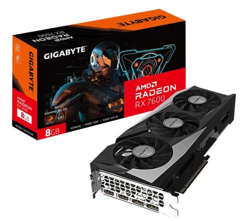 Видеокарта GIGABYTE RX7600 GAMING OC 8GB //RX7600, HDMI*2, DP*2, 8G,D6