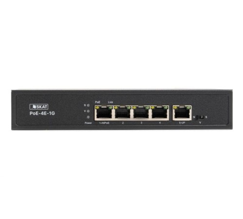 Коммутатор (4070)SKAT PoE-4E-1G коммутатор PoE Plus, мощность 80Вт, порты: 4-Ethernet, 1-Uplink