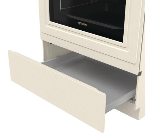 Плита Gorenje/ Плита Gorenje, комбинированная, 60 см, объем 71 л, электронный программатор с аналоговым дисплеем, автоматический электроподжиг, очистка паром AquaClean, энергоэффективность А, цвет бежевый