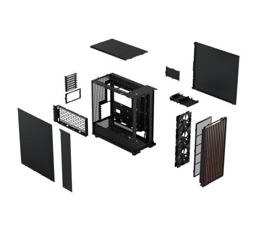Корпус без блока питания/ Case Fractal Design North XL, Full-Tower, 3x140mm, 2xUSB-A 3.0 + 1xUSB 3.2 Type-C E-ATX, ATX, mATX, mITX Wood panel Charcoal Black