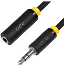 Greenconnect Удлинитель аудио 0.5m jack 3,5mm/jack 3,5mm черный, желтая окантовка, ультрагибкий,  28AWG, M/F, Premium GCR-STM1114-0.5m, экран, стерео