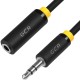 Greenconnect Удлинитель аудио 0.5m jack 3,5mm/jack 3,5mm черный, желтая окантовка, ультрагибкий, 28AWG, M/F, Premium GCR-STM1114-0.5m, экран, стерео