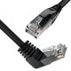 GCR Патч-корд прямой 10.0m UTP кат.5e, черный, верхний угол, литой, ethernet high speed, RJ45, T568B