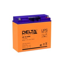 Батарея DELTA серия HR-W, HR 12-80 W, напряжение 12В, емкость 20Ач (разряд 20 часов),  макс. ток разряда (5 сек.) 300А, макс. ток заряда 6А, свинцово-кислотная типа AGM, клеммы под болт М5, ДxШxВ 181х77х167мм., вес 6.5кг., срок службы 8 лет./ Battery DELT