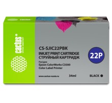 -/ Картридж струйный Cactus CS-SJIC22PBK C33S020601 черный (34мл) для Epson ColorWorks C3500