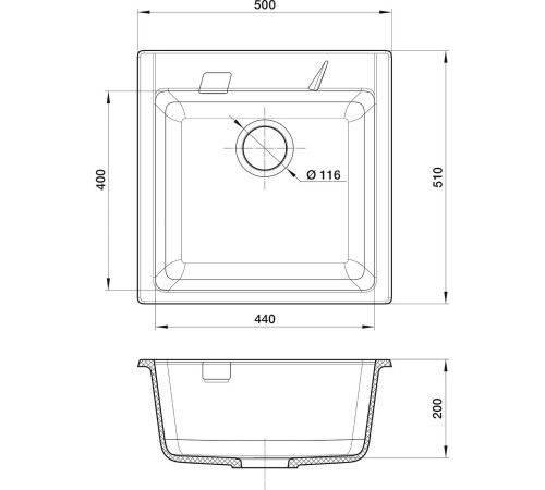 Кухонная мойка RIVELATO RIVELATO Мойка RAUM 50 1-чаша 500*510мм, монтаж: врезной, материал: кварц, цвет: иней Кухонная мойка RIVELATO RIVELATO Мойка RAUM 50 1-чаша 500*510мм, монтаж: врезной, материал: кварц, цвет: иней