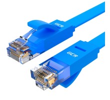 GCR Патч-корд PROF плоский прямой 0.3m, UTP медь кат.6, синий, 30 AWG, GCR-LNC621-0.3m ethernet high speed 10 Гбит/с, RJ45, T568B