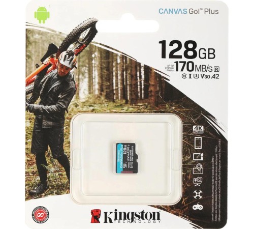 Карта памяти Kingston 128GB microSDXC Canvas Go Plus 170R A2 U3 V30 Card W/O ADP/ Kingston 128GB microSDXC Canvas Go Plus 170R A2 U3 V30 Card W/O ADP
