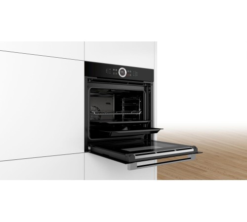 Встраиваемая электрическая духовка BOSCH 59.5x59.5x54.8 см, 71л, дисплей, 13 режимов, EcoClean, 3 стекла, черный