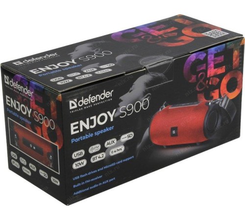 Defender Портативная акустика Enjoy S900 красный, 10Вт,BT/FM/TF/USB/AUX