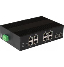 Коммутатор/ OSNOVO Промышленный 10-портовый PoE коммутатор, 8 x 10/100Base-T с PoE (до 25W) + 2 x 1000Base-X. Суммарно PoE до 200W. Питание DC48-55V(205W), БП поставляется опционально