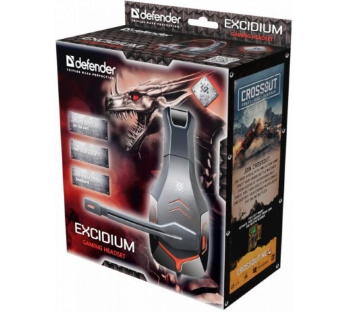 Defender Игровая гарнитура Excidium красный + черный, кабель 2,2 м