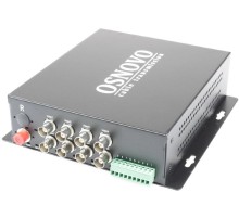 Передатчик/ OSNOVO RA-H82-15F Оптический приемник 8 каналов видео HDCVI/HDTVI/AHD/CVBS и 1 двунаправленного канала управления (RS485/полудуплекс) по одномодовому оптоволокну до 20км