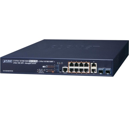 коммутатор/ L3 8-Port 10/100/1000T 75W 802.3bt PoE + 2-Port 10/100/1000T + 2-Port 10G SFP+ Managed Switch (240W PoE Budget, ERPS Ring, ONVIF, Cybersecurity features, Hardware Layer3 OSPFv2 and IPv4/IPv6 Static Routing)