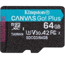 Карта памяти Kingston 64GB microSDXC Canvas Go Plus 170R A2 U3 V30 Card + ADP/ Kingston 64GB microSDXC Canvas Go Plus 170R A2 U3 V30 Card + ADP
