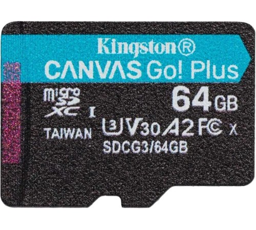 Карта памяти Kingston 64GB microSDXC Canvas Go Plus 170R A2 U3 V30 Card + ADP/ Kingston 64GB microSDXC Canvas Go Plus 170R A2 U3 V30 Card + ADP